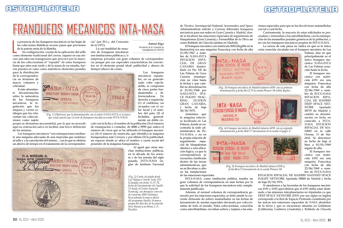 El Eco Filatélico. Artículo de Filatelia