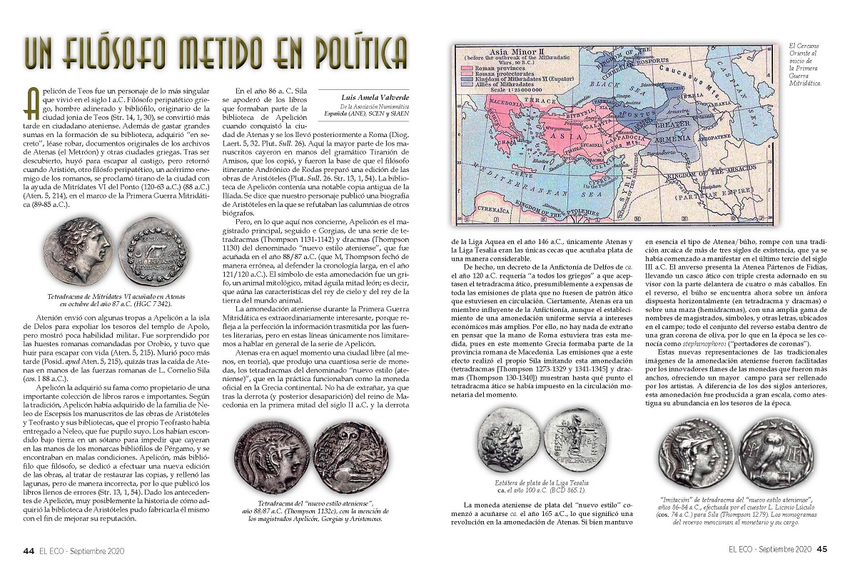 El Eco Filatélico. Artículo de Numismática