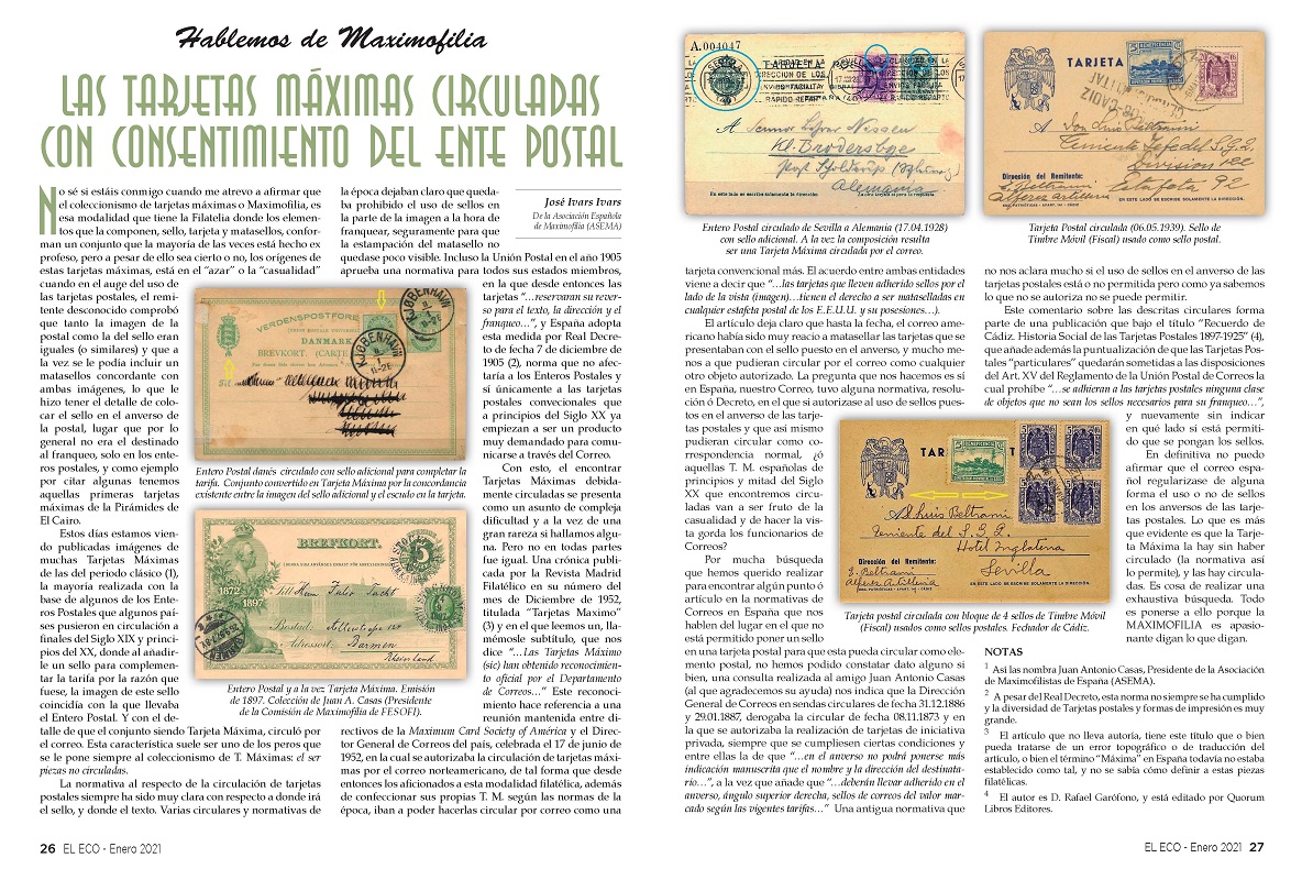 El Eco Filatélico. Artículo de Filatelia