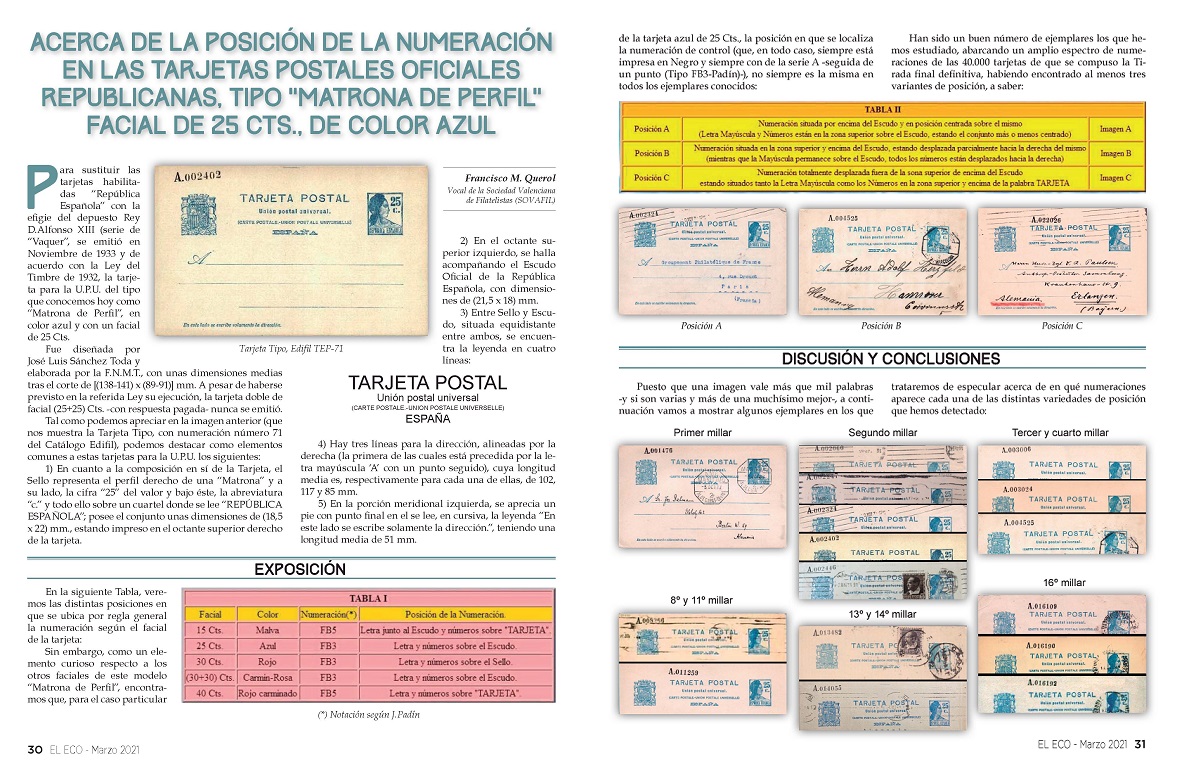 El Eco Filatélico. Artículo de Filatelia