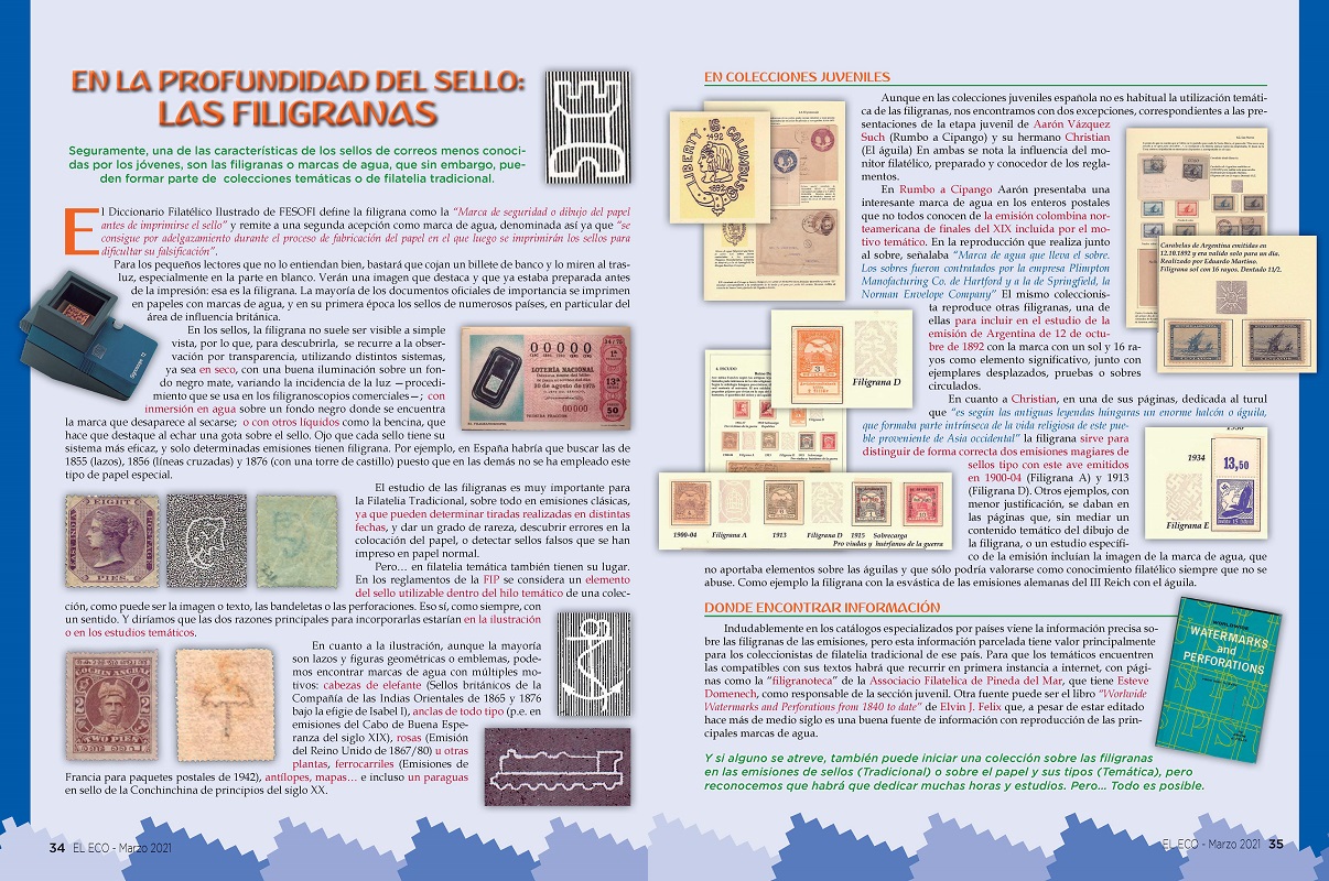 El Eco Filatélico. Artículo de Filatelia Juvenil