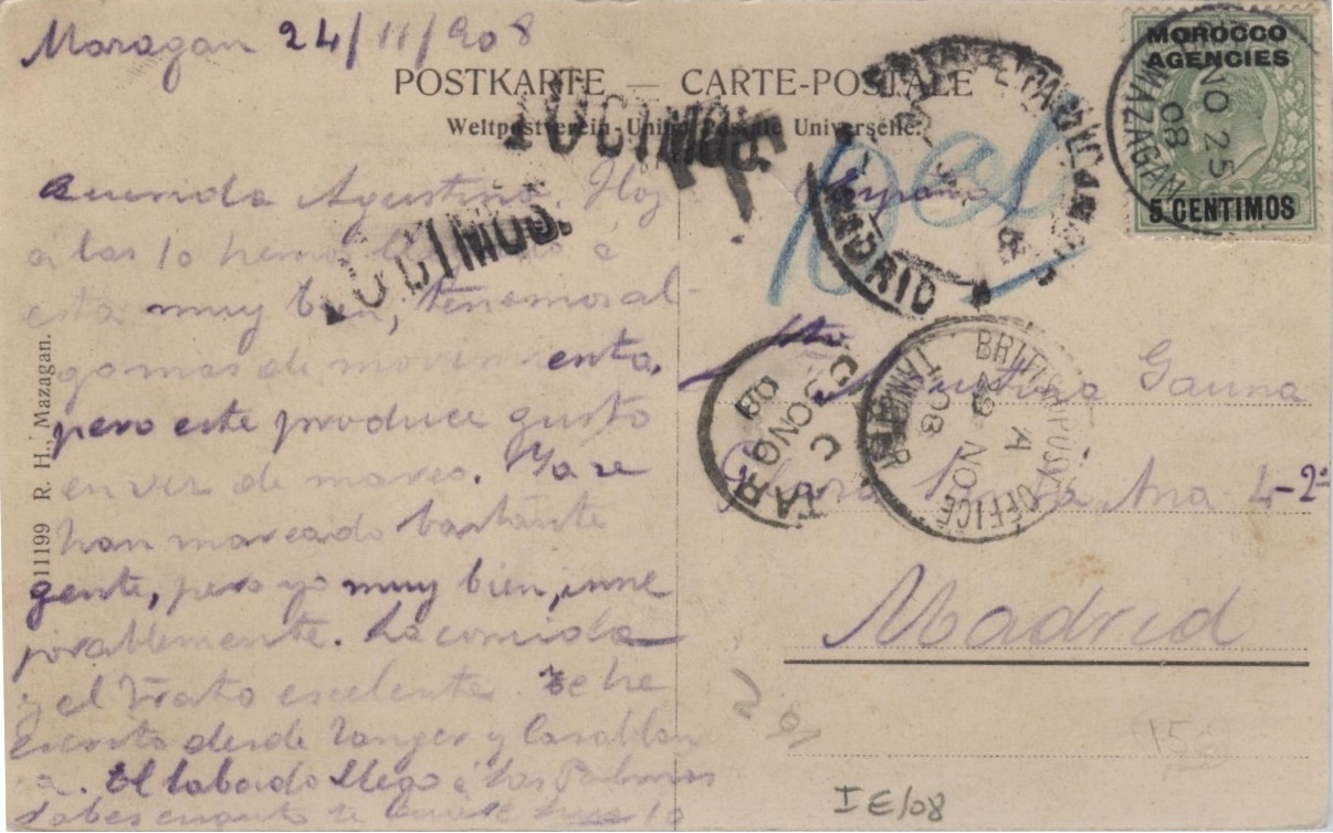 Tarjeta postal con sello de Eduardo VII