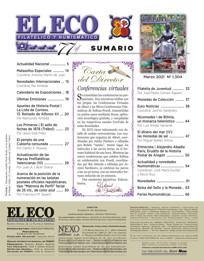 El Eco Filatélico. Sumario