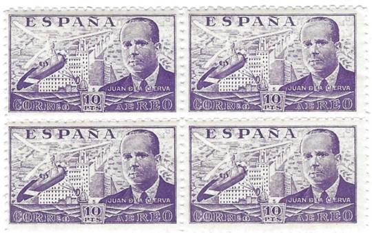 Juan de la Cierva. Sello de 10 pesetas