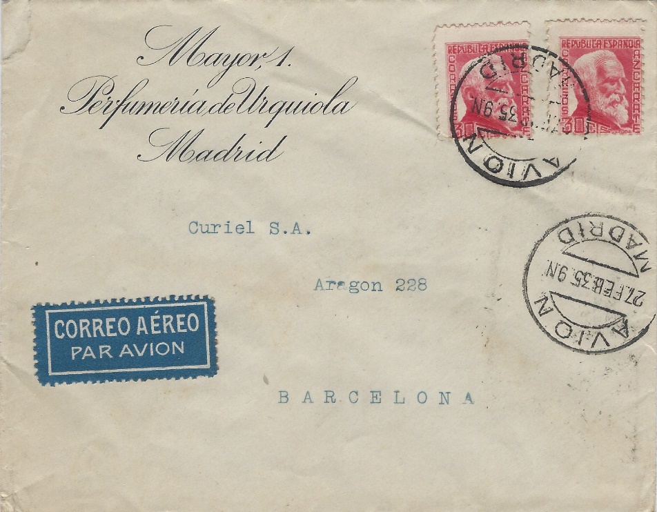 Correo Aéreo de Madrid a Barcelona transportado por Ferrocarril