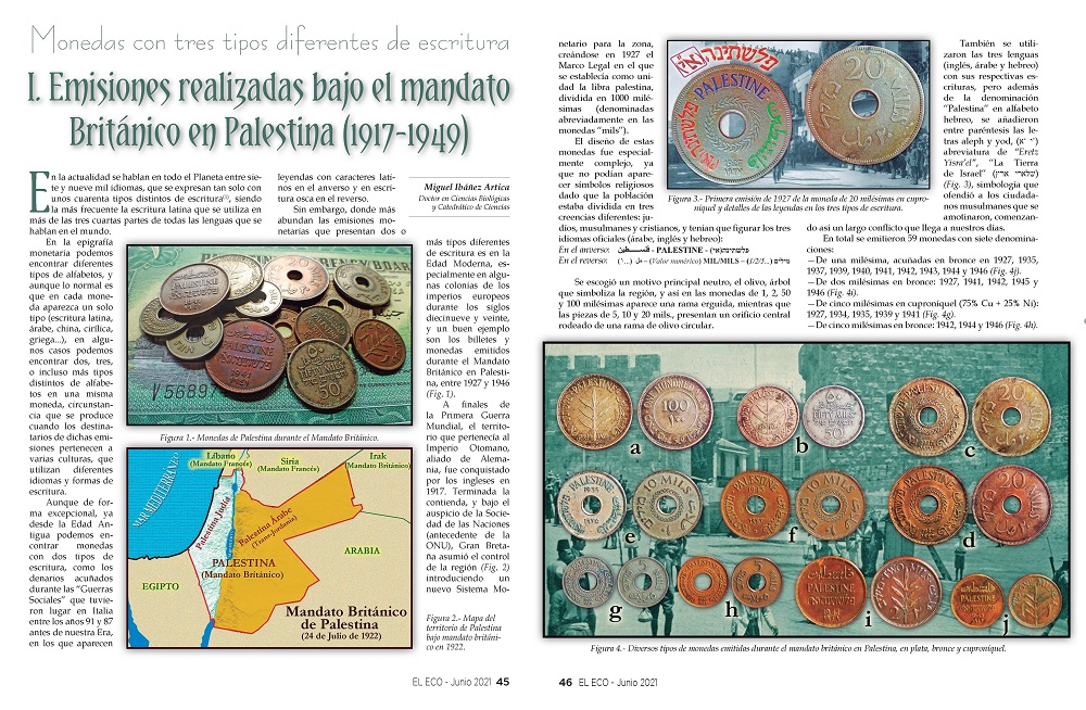 El Eco Filatélico. Artículo de Numismática
