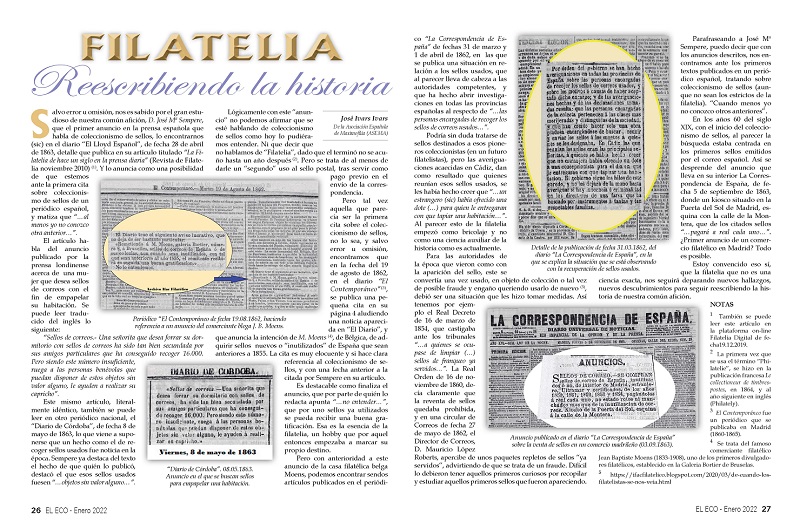 El Eco Filatélico. Artículo de Filatelia