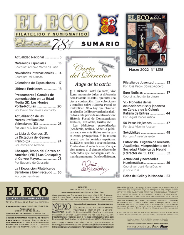 El Eco Filatélico. Sumario