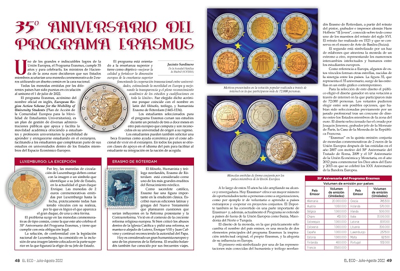 El Eco Filatélico. Artículo de Numismática