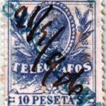 Estudio del falso de época de telégrafos 10 pesetas violeta de Alfonso XIII de 1905: Falso tipo I (II)