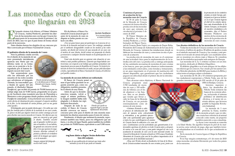 El Eco Filatélico. Artículo de Numismática