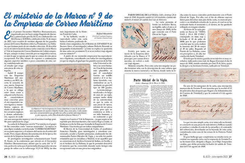 El Eco Filatélico. Artículo de Filatelia