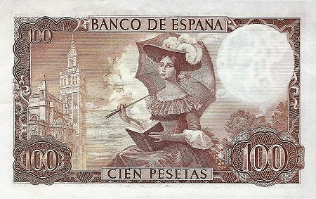 Numismática. Billete 100 Ptas.-Reverso