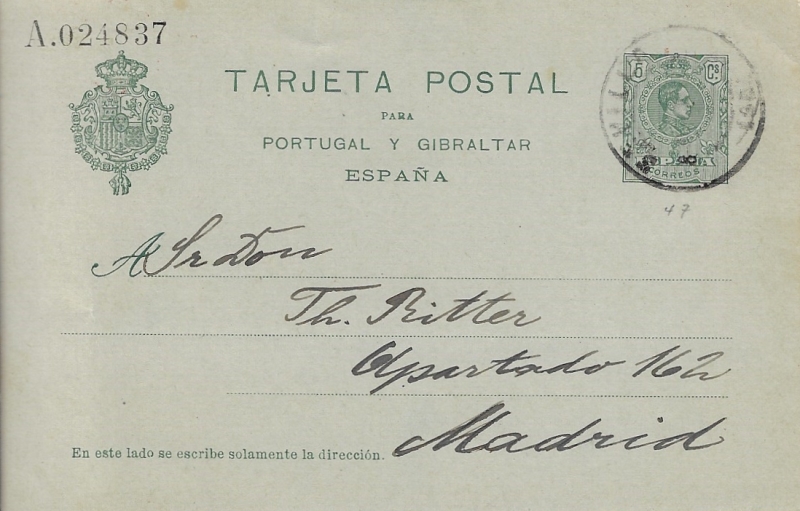 Tarjetas para Portugal y Gibraltar circulada de Sevilla a Madrid