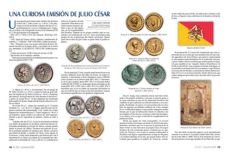 El Eco Filatélico. Artículo de Numismática