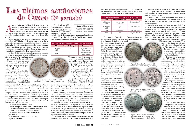 El Eco Filatélico. Artículo de Numismática