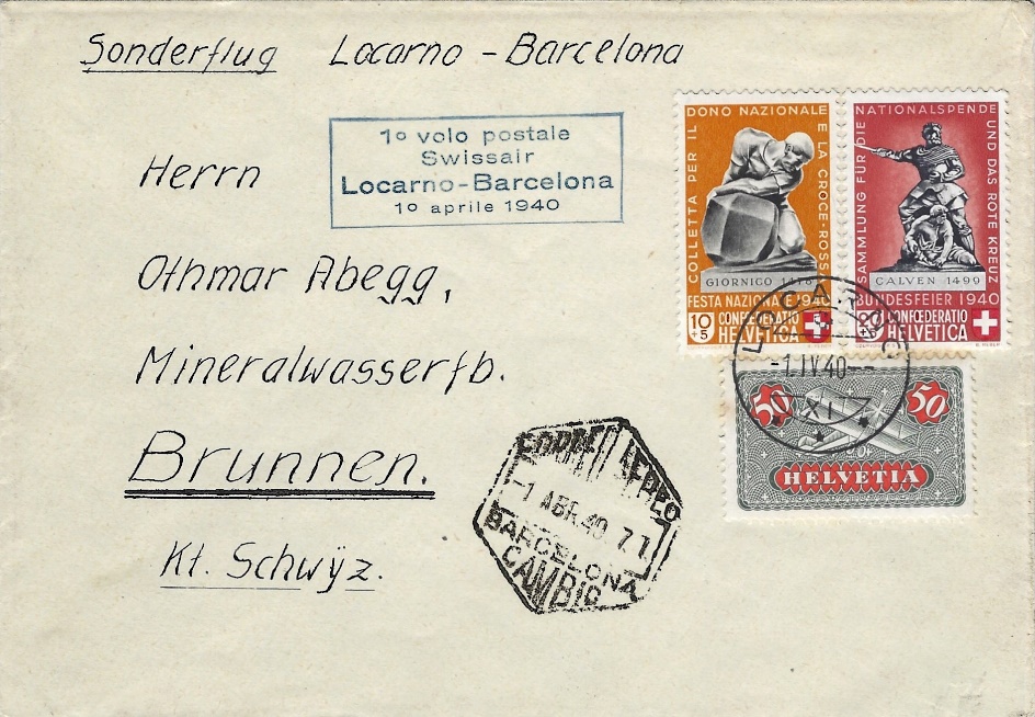 Barcelona – Locarno. CORRESPONDENCIA SUIZA