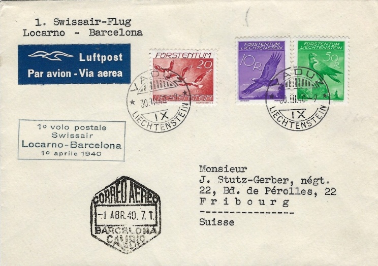Barcelona – Locarno. CORRESPONDENCIA DE LIECHTENSTEIN