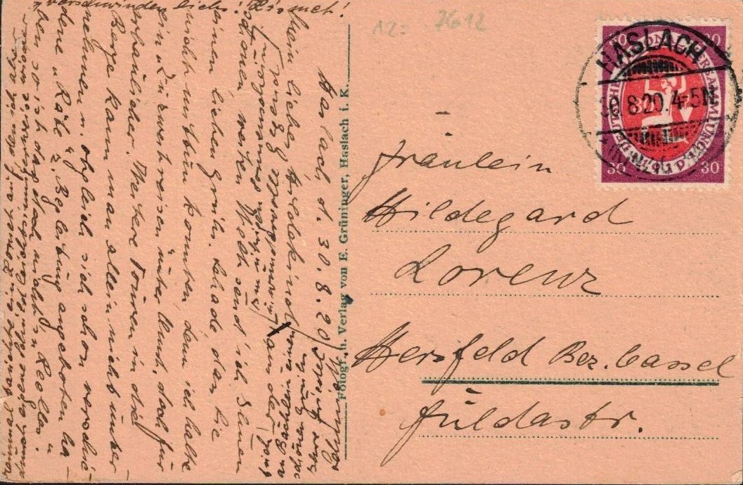 Tarjeta con sello de 30 Reichspfennig