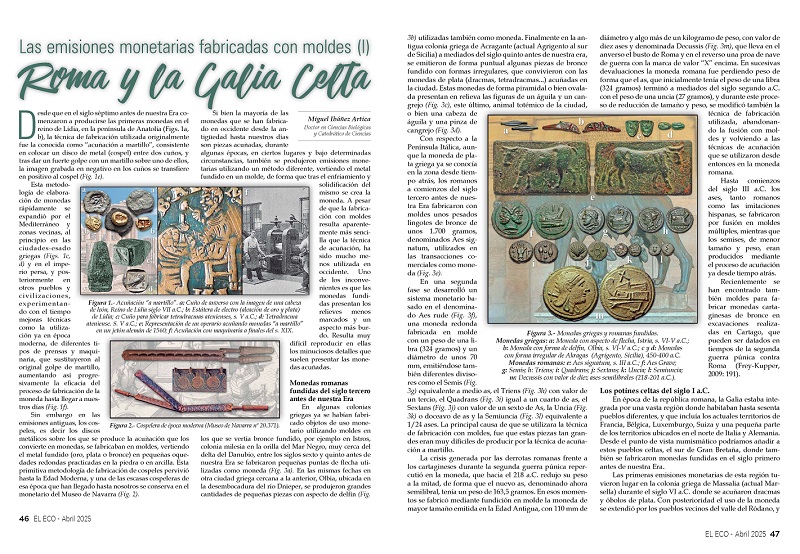 El Eco Filatélico. Artículo de Numismática