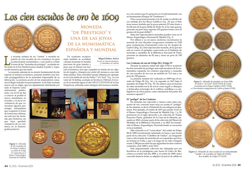 El Eco Filatélico. Artículo de Numismática