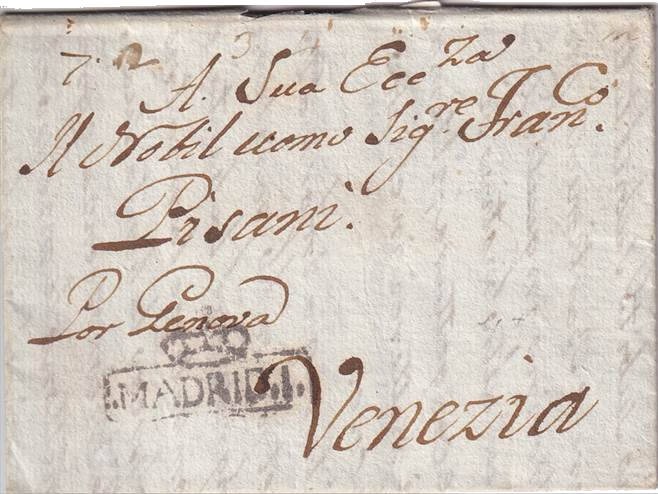 Administración Central de Madrid. Carta de Madrid a Venecia